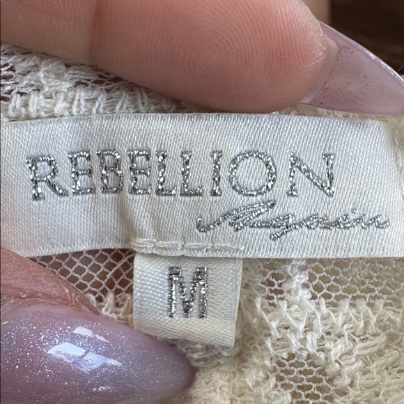 Rebellion by Regine Boho Crochet Lace Kimono Duster Cardigan Cream M - Picture 7 of 7